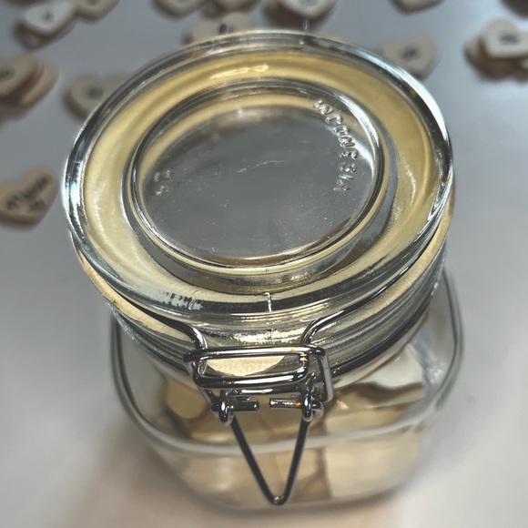 KIG Glass mason Jar rubber locking hinged lid 140 wooden hearts 1 1/2” - Picture 6 of 11